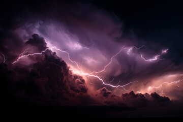 Lightning flashes heat up stormy sky with fierce energy behind black clouds.