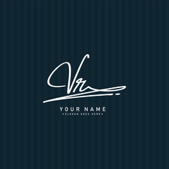 VR Initial Logo in Signature Style for Photography and Fashion Business - Hand Drawn Signature Logo Vector