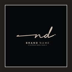 Simple Signature Logo for Alphabet ND - Handwritten Signature for Photography and Fashion Business