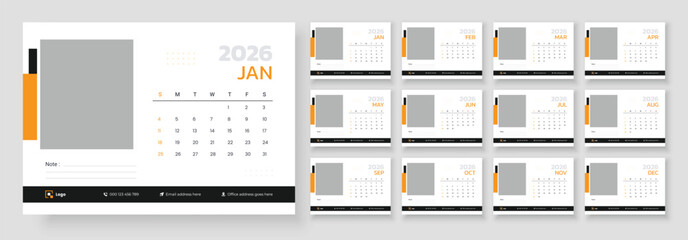Calendar design 2026, Template of 2026 Office Calendar