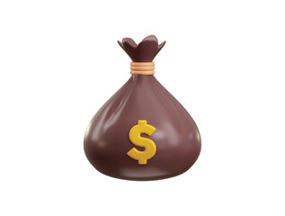 Money bag icon 3d render concept of finance savings, investment, banking, and wealth management. Perfect for financial apps, business presentations, and economic icon vector illustration