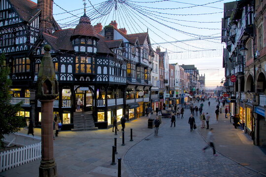 Bridge Street at Christmas, Chester, Cheshire, England