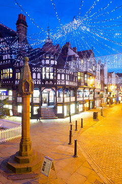 East Gate Street at Christmas, Chester, Cheshire, England