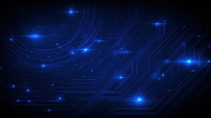 Futuristic Blue Circuit Board Background with Glowing Elements for Technology Themes