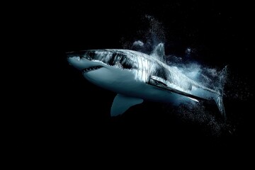 Fototapeta premium Stunning Great White Shark Underwater Photography for Marine Conservation and Wildlife Projects