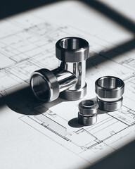 Metal pipe fittings and connector on schematic