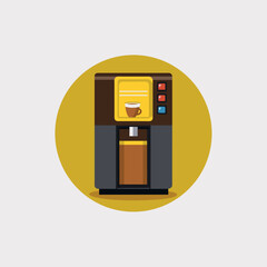 Vector art of modern coffee machine with a cup of coffee, flat design