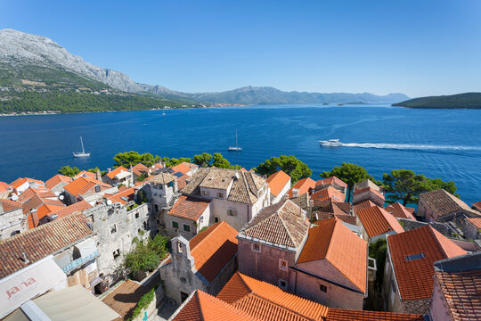 View from Katedrala Svetog Marka, in Korcula Town, Korcula, Dalmatia, Croatia