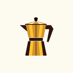 Vector art of vintage moka pot for brewing espresso coffee on a stovetop