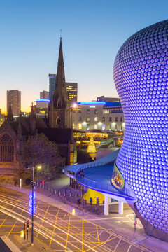 Bullring and Selfridges at dusk, Birmingham, West Midlands, England