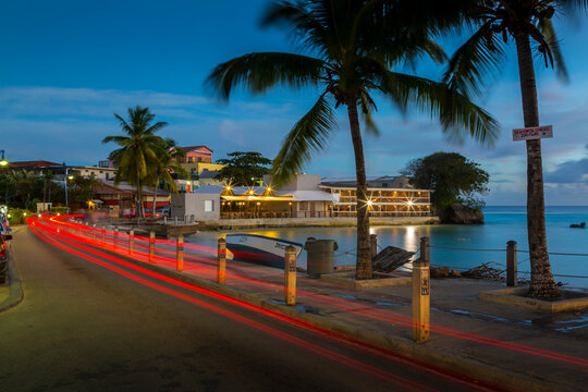 St. Lawrence Gap at dusk, Christ Church, Barbados, West Indies, Caribbean