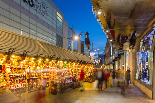 Christmas Market on New Cathedral Street, Manchester, England
