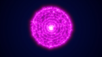 Glowing pink energy sphere with electric patterns radiating from the center on a dark background