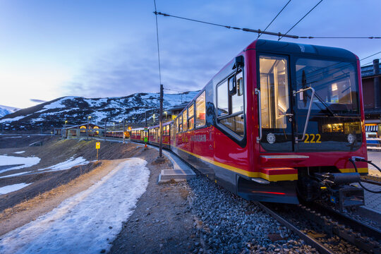 Train to Jungfraujoch, Kleine Scheidegg, Jungfrau region, Bernese Oberland, Swiss Alps, Switzerland