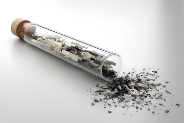Spilled fragments from a glass test tube: a minimalist, abstract science concept