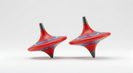 Colorful Toy Spinning Top on White Background