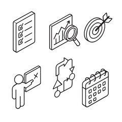 Isometric Action Plan Icons.