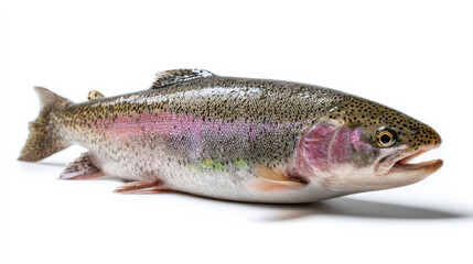 Fototapeta premium Rainbow trout fish isolated on white background with vibrant colors
