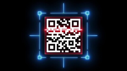 QR code scanner which uses red lazer, analyses a black and white code, and receives tons of information in letters, digits, specific signs, in the white background - Powered by Adobe