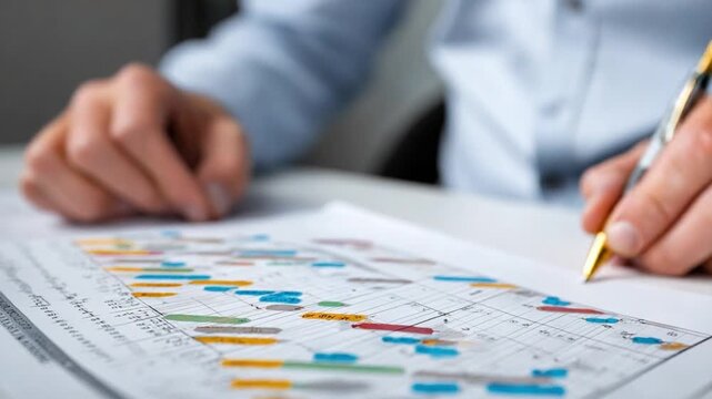 Planning and Execution: A close-up shot captures the detailed process of business and projects planning, a pen poised over the roadmap, the focus on precision, strategic foresight.