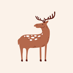 Cartoon cute forest animals characters in retro flat style. Bright mammal elements and shapes. Doodle wild forest animals vector illustration
