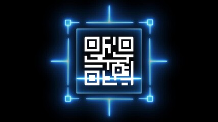 scan QR code barcode animation on black background, QR code scanner animated. suitable for scanner application a QR code on a scanned with a laser. - Powered by Adobe