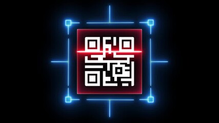 Animation of data processing and qr code Scanning the QR code icon ,Scanning Parcel Barcode. Online Retail Shop Order in Drops hipping Delivery Service Warehouse. 4k video - Powered by Adobe