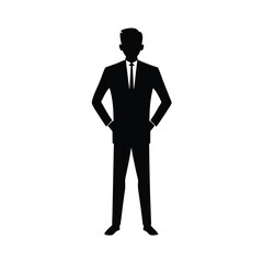 Black silhouette of a businessman standing Vector illustration