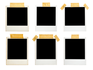 Versatile set of polaroid frames on white background for collage projects, social media posts, showcasing memories or product displays.