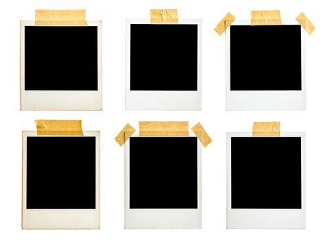 Versatile set of polaroid frames on white background for collage projects, social media posts, showcasing memories or product displays.