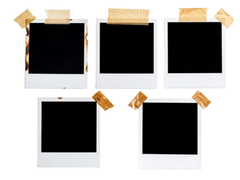 Vintagestyle photos with burnt edges taped on white. Suitable for artistic projects, vintage designs, and nostalgic themes in various media.