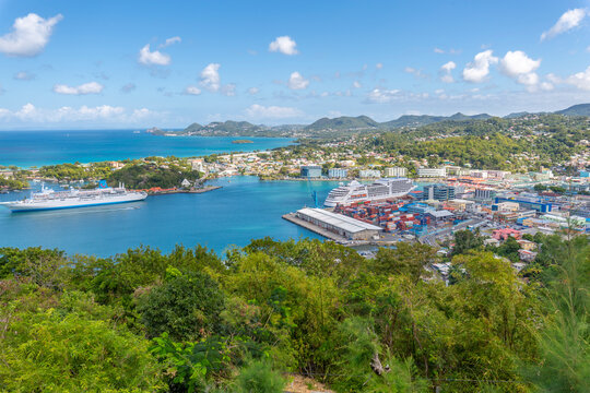 Elevated view of Castries, Castries, St. Lucia, West Indies, Caribbean