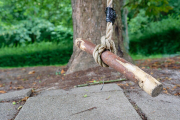 Homemade Wooden Swing in a Garden