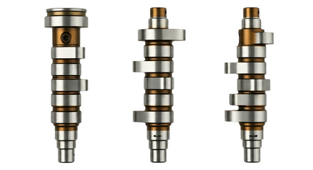 Steel Engine Camshaft Parts Isolated on White
