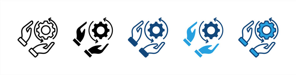 Process icon set multiple style collection