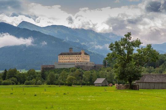 View of Trautenfels Castle, Schloss Trautenfels Museum, Unterburg, Styria, Austria