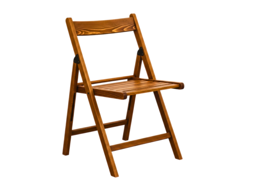 Wooden Folding Chair Isolated on White Background
