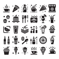 Minimalist Cafe and Restaurant Icon Vector Set