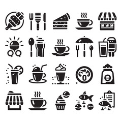Minimalist Cafe and Restaurant Icon Vector Set