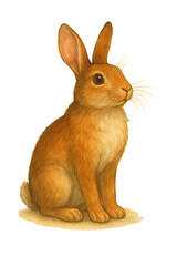 Fluffy Rabbit in Earthy Watercolor on a transparent background