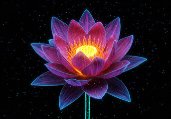 Ultra-Sharp Surreal Lotus with Radiant Petals and Floating Particles