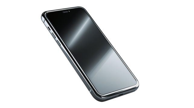 A sleek and modern smartphone. It has a reflective screen and a minimalist design.