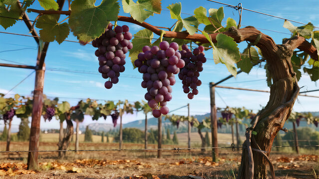 red grapes in vineyard