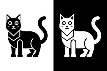 Smart Tech Cat Icon for Apps and Digital Use – White Background.