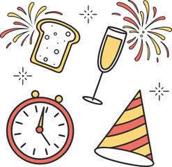 Cheers to a happy New Year celebration with champagne glasses toasting to the holiday