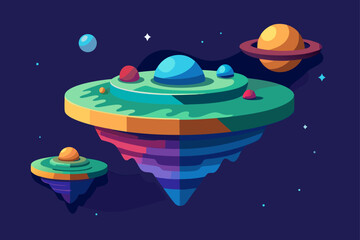 Cosmic Layered Islands in Flat Design with Shadow