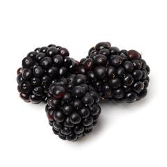 Organic ripe tasty organic blackberries isolated on white studio background