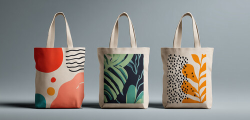 Cotton tote bag mockup with transparent drinks