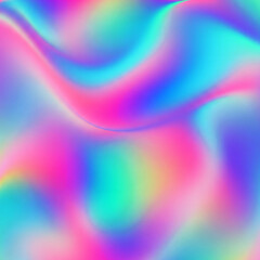 Fototapeta premium Iridescent abstract rainbow gradient with neon purple, pink, blue holographic texture wallpaper background
