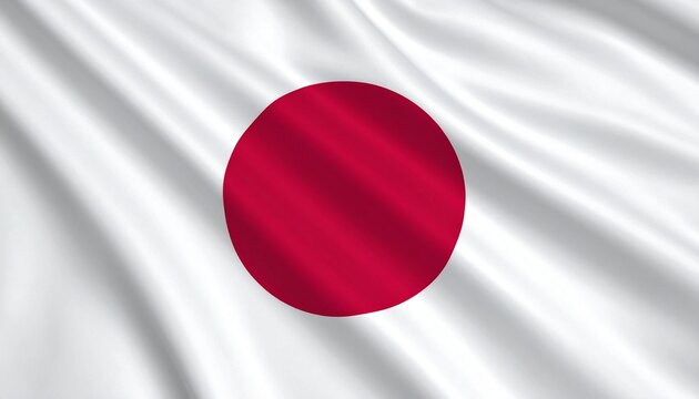 Japanese flag with crimson sun disc centered on pristine white field, minimal composition symbolizing purity and unity